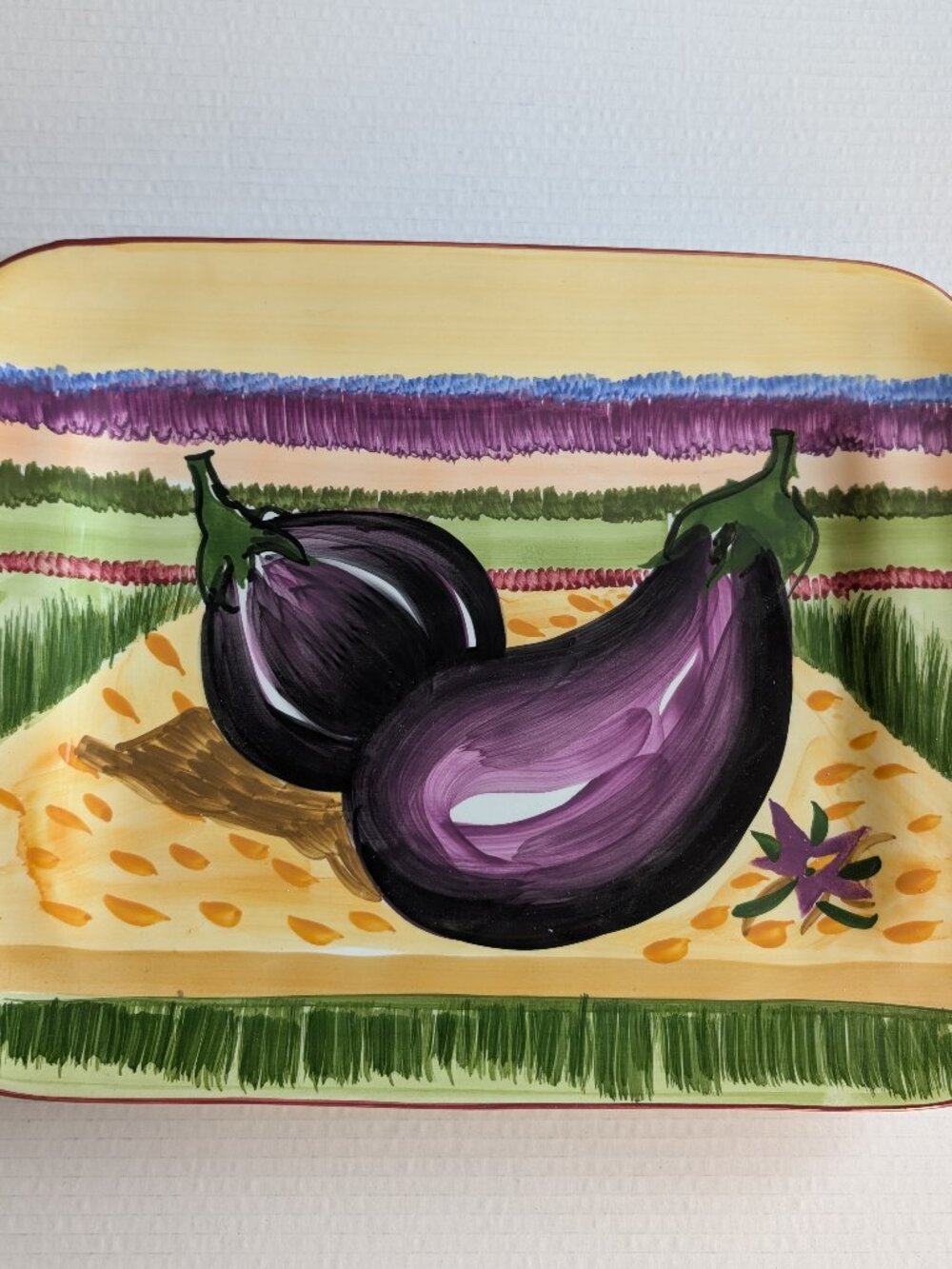ADAMO Eggplant Ceramic Serving Platter Made in Italy 18x13
